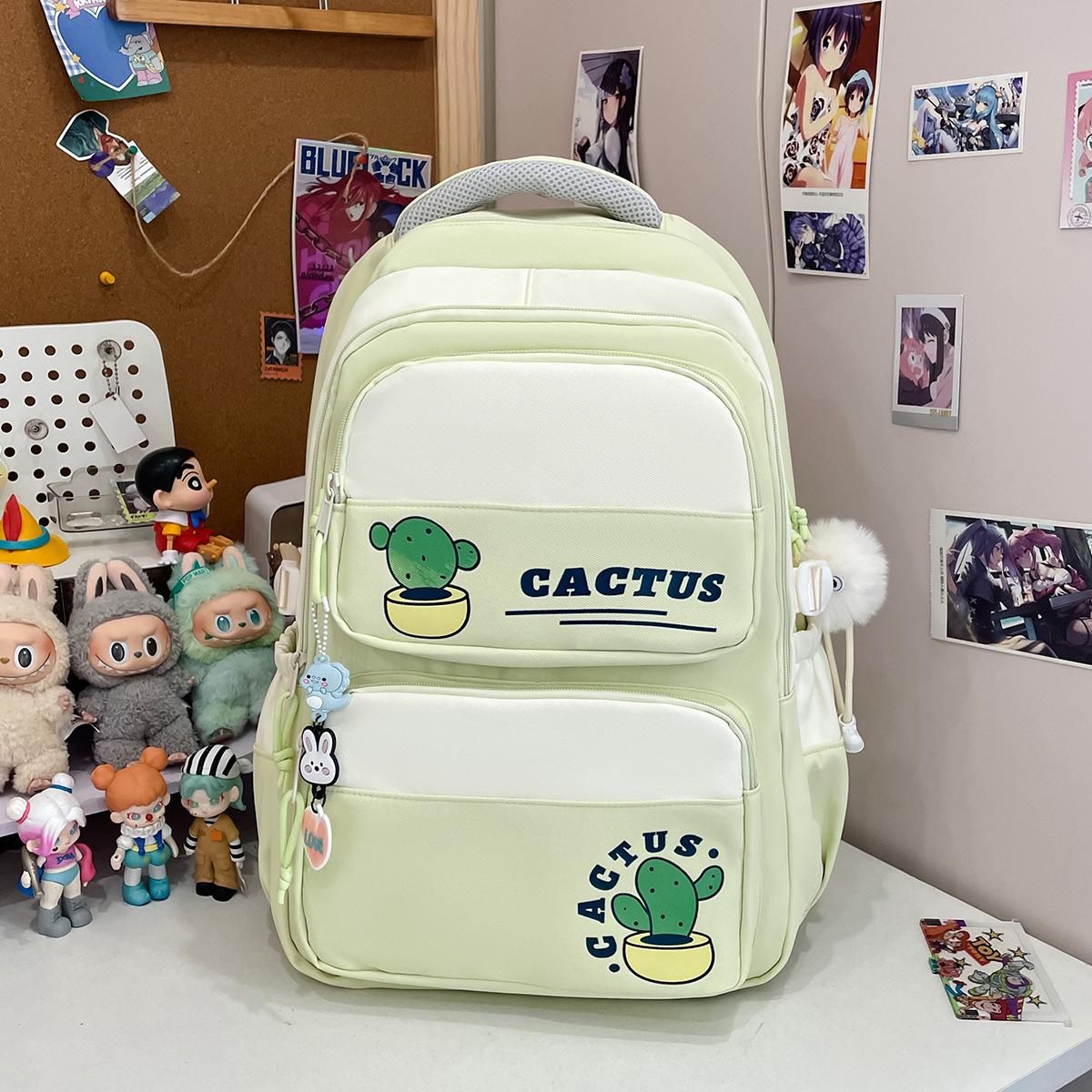

New simple wear-resistant schoolbag female cute campus style student versatile lightweight anti-splashing large-capacity backpack female single bag зелений