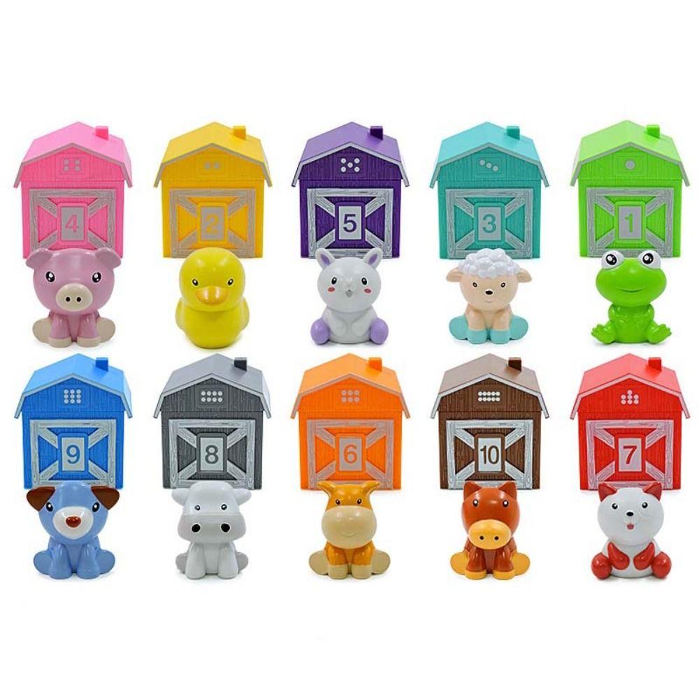 Early Education Animal Finger Puppets Color Sorting Toddler Learning Toys  Peekaboo Game