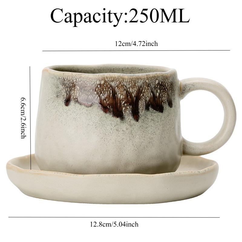 Handmade Ceramic Mug Set Glaze Change Retro Coffee Cup Coarse Pottery Rustic Home Decor Tea Drinkware