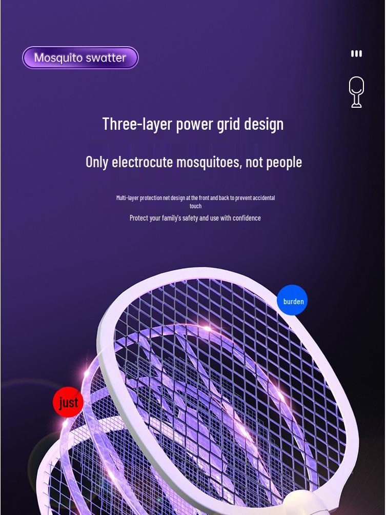 Electric Mosquito Swatter: Folding, Handheld, Rechargeable with Automatic Luring and Killing Lamp