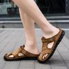 Big Size 47 Men Leather Sandals Summer Classic Men Shoes Slippers Soft Sandals Men Roman Comfortable Outdoor Walking Footwear