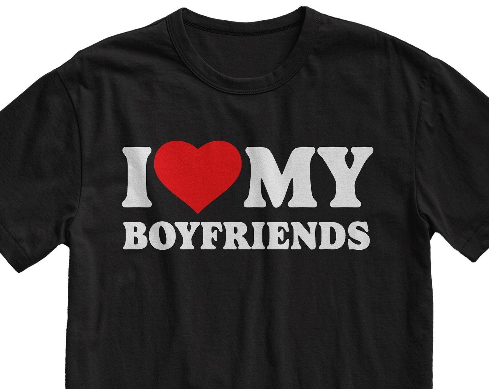 I Heart My Boyfriends T-Shirt, Funny Y2K Graphic Tee L