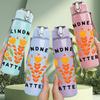 1PC Kindness Matters Floral Art Print 750ml Color Plastic Sports Water Bottle Leakproof Flip Straw Lid Suitable for Sports Office Home Use