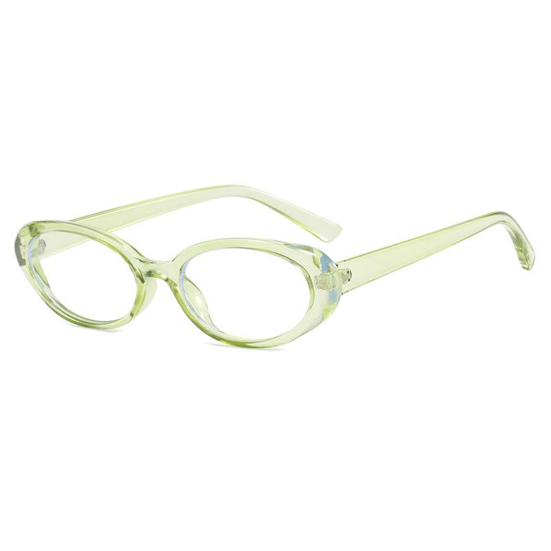 Women's Fashionable and Unique Oval-shaped Preppy Style Blue Light Blocking Glasses, Simple and Versatile Non-prescription Lenses