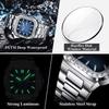 POEDAGAR Top Brand Luxury Watch for Men Waterproof Luminous Date Week Wristwatch Stainless Steel Square Quartz Watches