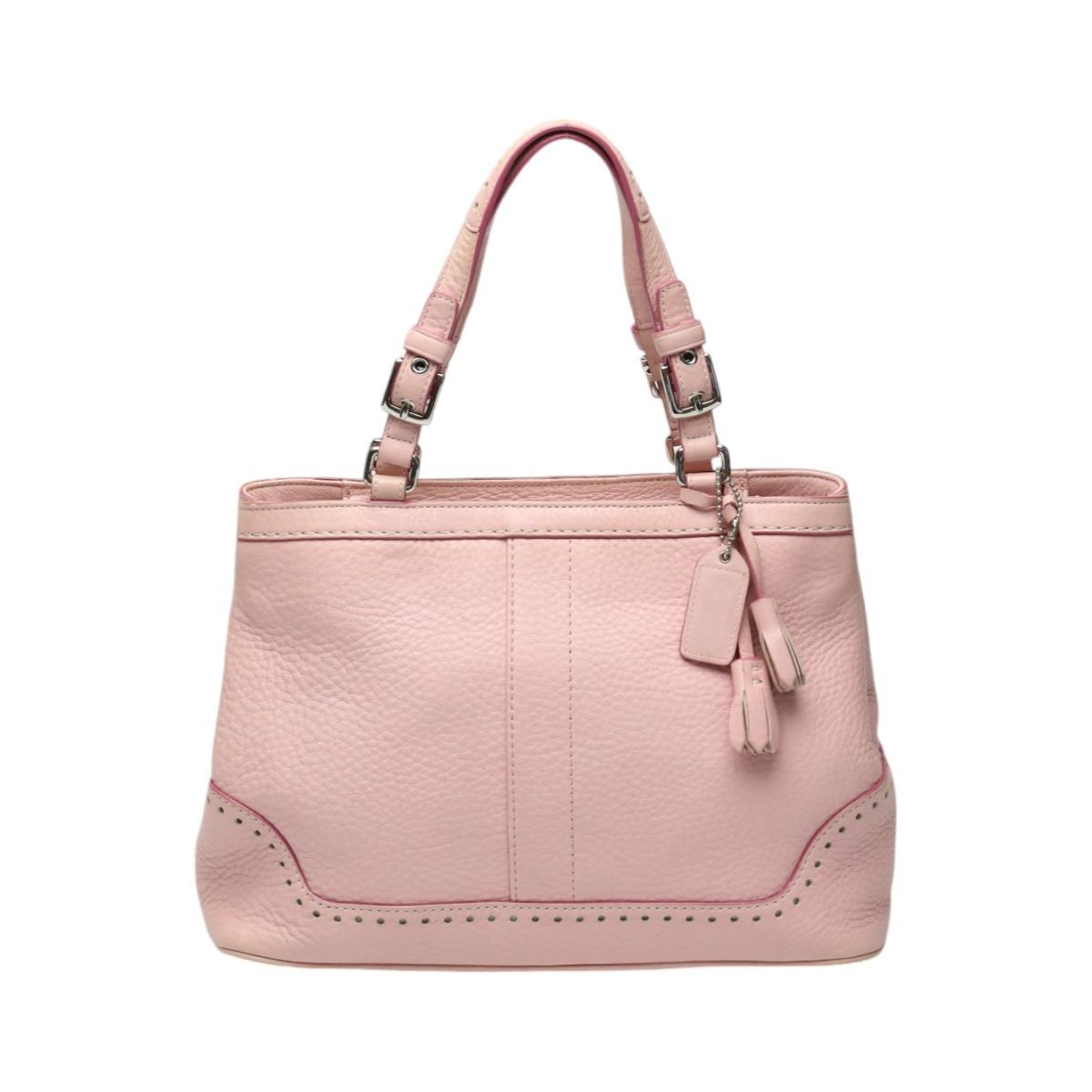 COACH fringe Hamptons Handbag leather pink Women 5055 Used