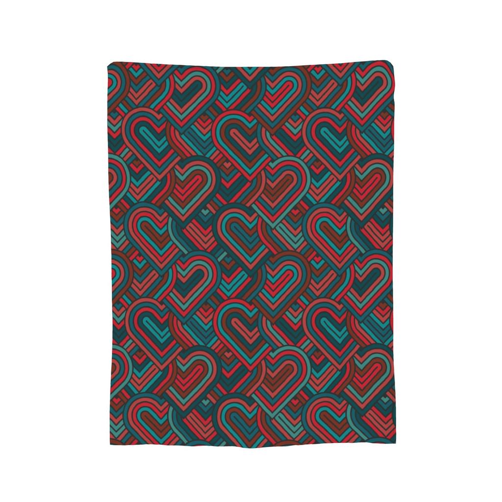 Scratched Heart Pattern Blankets Velvet Print  Portable Lightweight Throw Blankets for Bed Outdoor Plush Thin Quilt