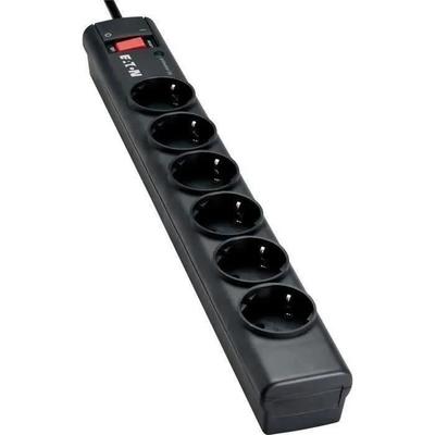 Power strip/Surge Protector - EATON Protection Strip 6 DIN - PS6D - 6 European DIN Sockets - Black