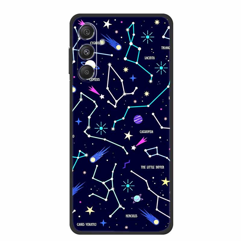 For Samsung Galaxy M36 A17 5G Case Flower Black Silicone Soft Back Cover For Samsung Galaxy S25 FE Plus Phone Case Coque Cartoon