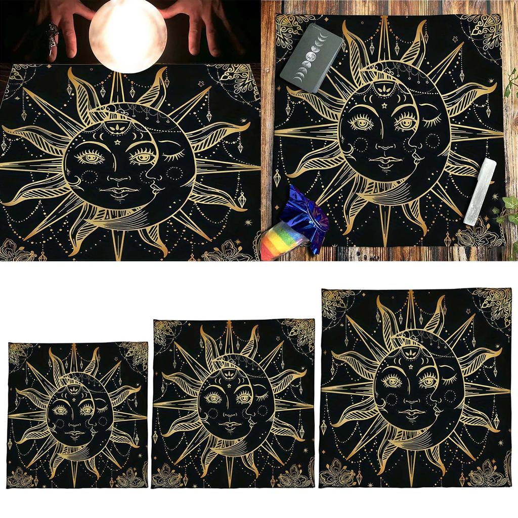 Divinations Tischdecke Monde und Sonne Astrologie Tarots Karten Tischdecke Altäre Tuch Divinations Brettspiel Zubehör