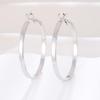 925 Sterling Silver Exaggerated Flat Hoop Earrings - European & American Style, Classic Polished Finish