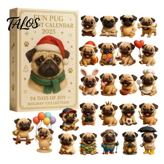 Countdown to Christmas Gift 2026 Owl/Dog Advent Calendar, 24 Days with Mini Animal Miniature Set Figurine Ornaments, PVC Collectible Figures