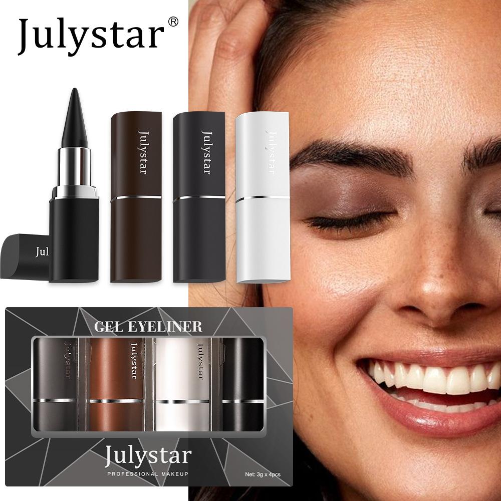 4PCS Beauty Easy To Color Multi-Color Eyeliner Set Lasting Waterproof Cool Black Matte Eyeliner Makeup