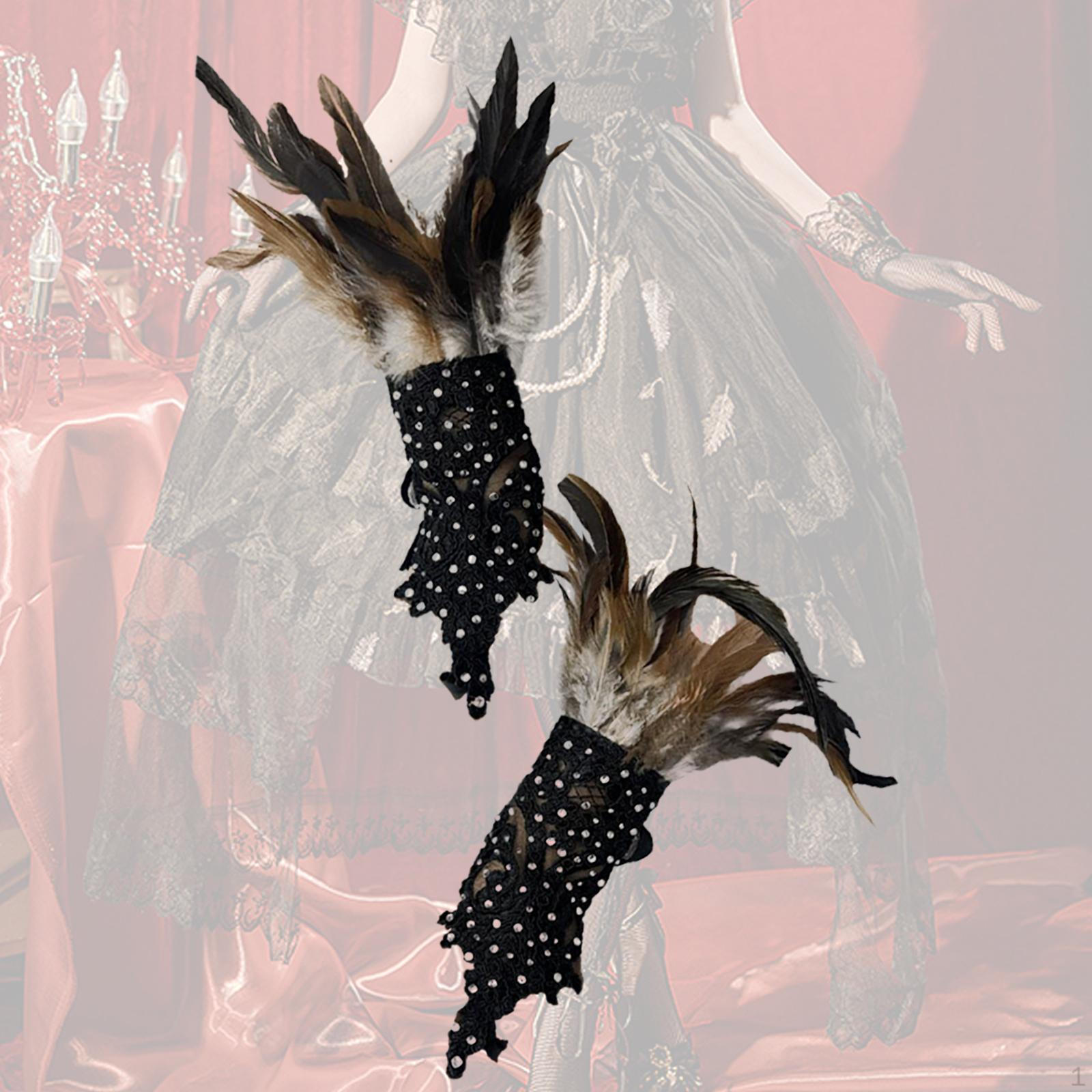 

2 шт. готические перчатки дышащие кружевные без пальцев для вечеринки в честь Хэллоуина коричневый