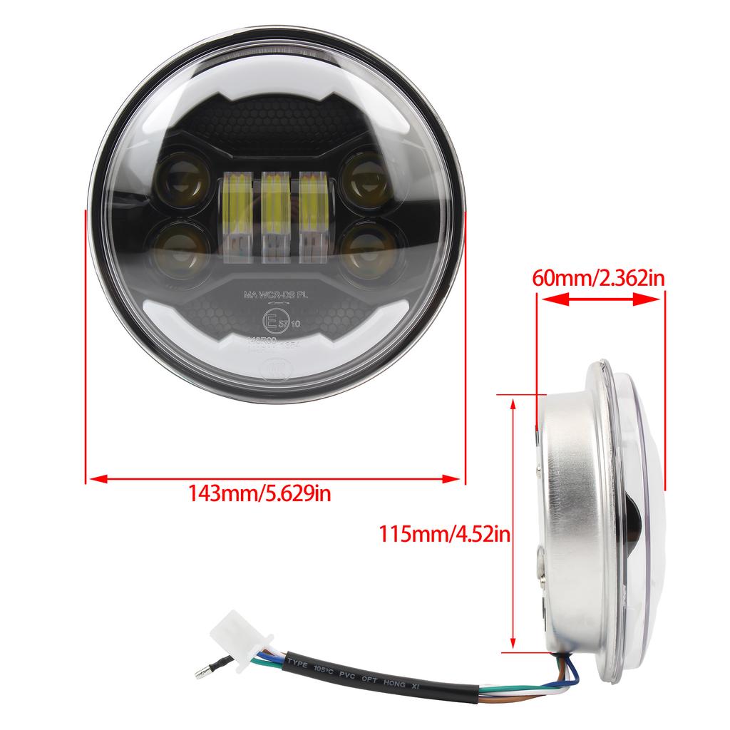 For Harley Sportster 5 3/4"LED Headlamp 5.75 Inch Motorcycle DRL LED Headlight XL883 FXCW Supermoto Motorbike Modification Parts