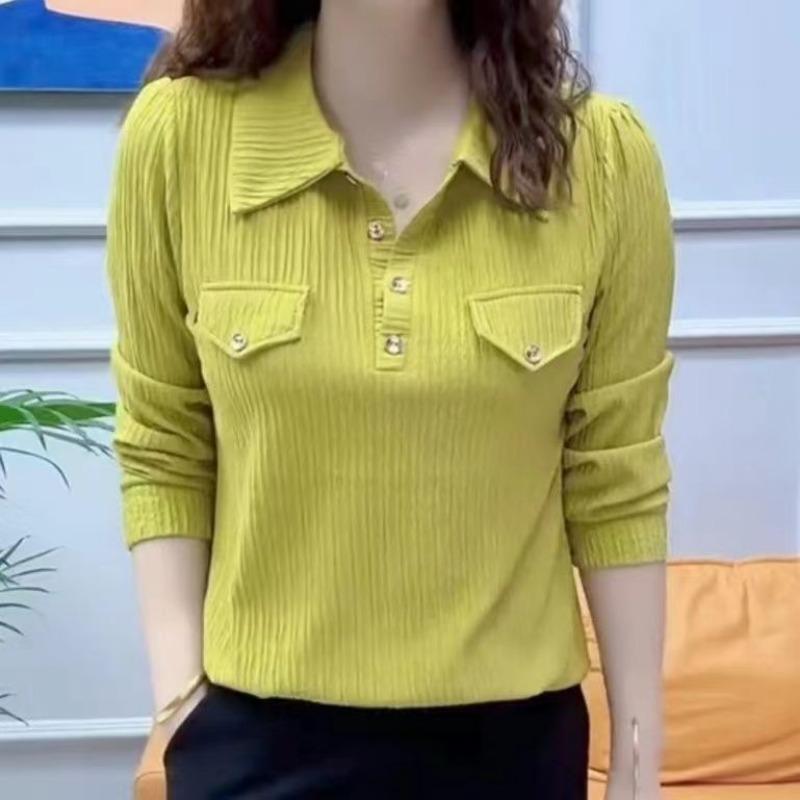 Temperament Half-buttoned Shirt Fashionable Women's Tops Versatile New Style Fashionable Bottoming Tops