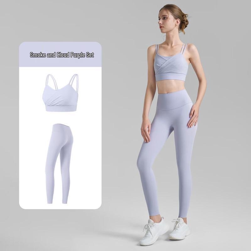 Yimai Women s Two-Piece Pleated Mesh Yoga Set