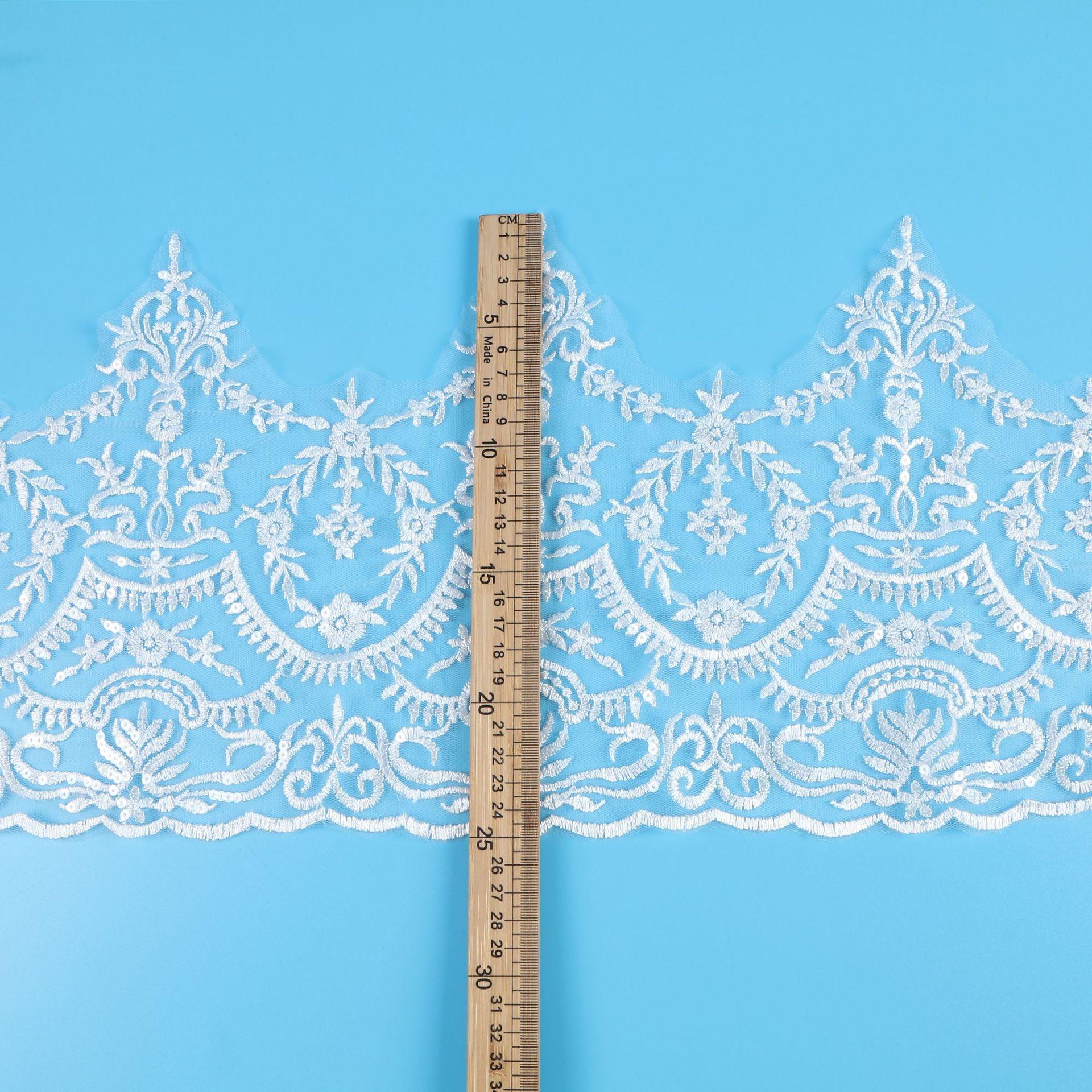 

Flat Embroidery Lace Sequined Lace Accessories Polyester Silk Beads Fabrics Lace Dress Clothing Accessories Lace White/transparent sheet/width 25CM