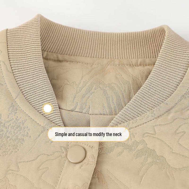 Paste Mid-Aged Women's Padded Baseball Collar Short Jacket