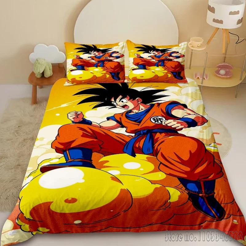 Anime Duvet Cover Dragon Ball Bedding Set Comforter Cover Super Saiyan Quilt Covers Bedclothes Twin Single King Kids Adult Gift