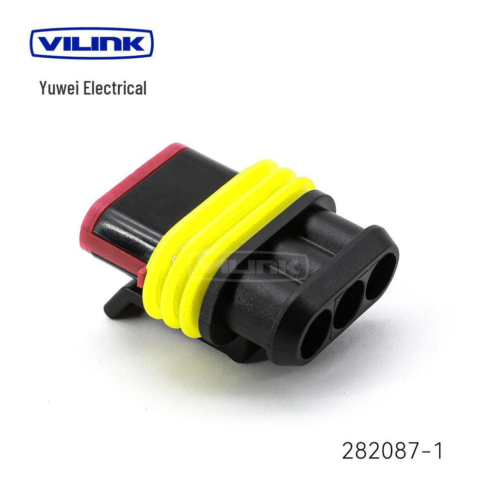 High-Quality AMP Automotive Waterproof Connector Pair for Quick Wire Connection (Male & Female), Model 282080-1.