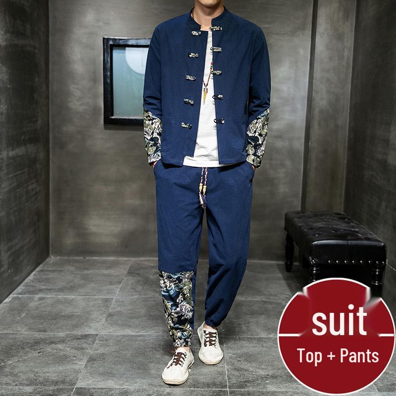 Spring and Autumn Chinese Hanfu Set: Men's Daoist Robe, Zhongshan and Tang Suit Inspired Outerwear