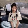 Pure Cotton White KT Cat Print Short-sleeve T-shirt for Women, New Summer Loose Plus-size Half-sleeve Design Niche Top