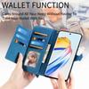 For Honor X9b 5G/Magic6 Lite 5G Zipper Wallet Case with Strap Flower Imprint PU Leather Phone Cover
