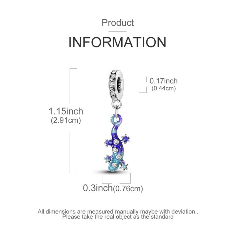 

Copper Blue Purple Glazed Gecko Pendant Charms Beads Jewelry Fit Original Bracelet For Women Diy Gift