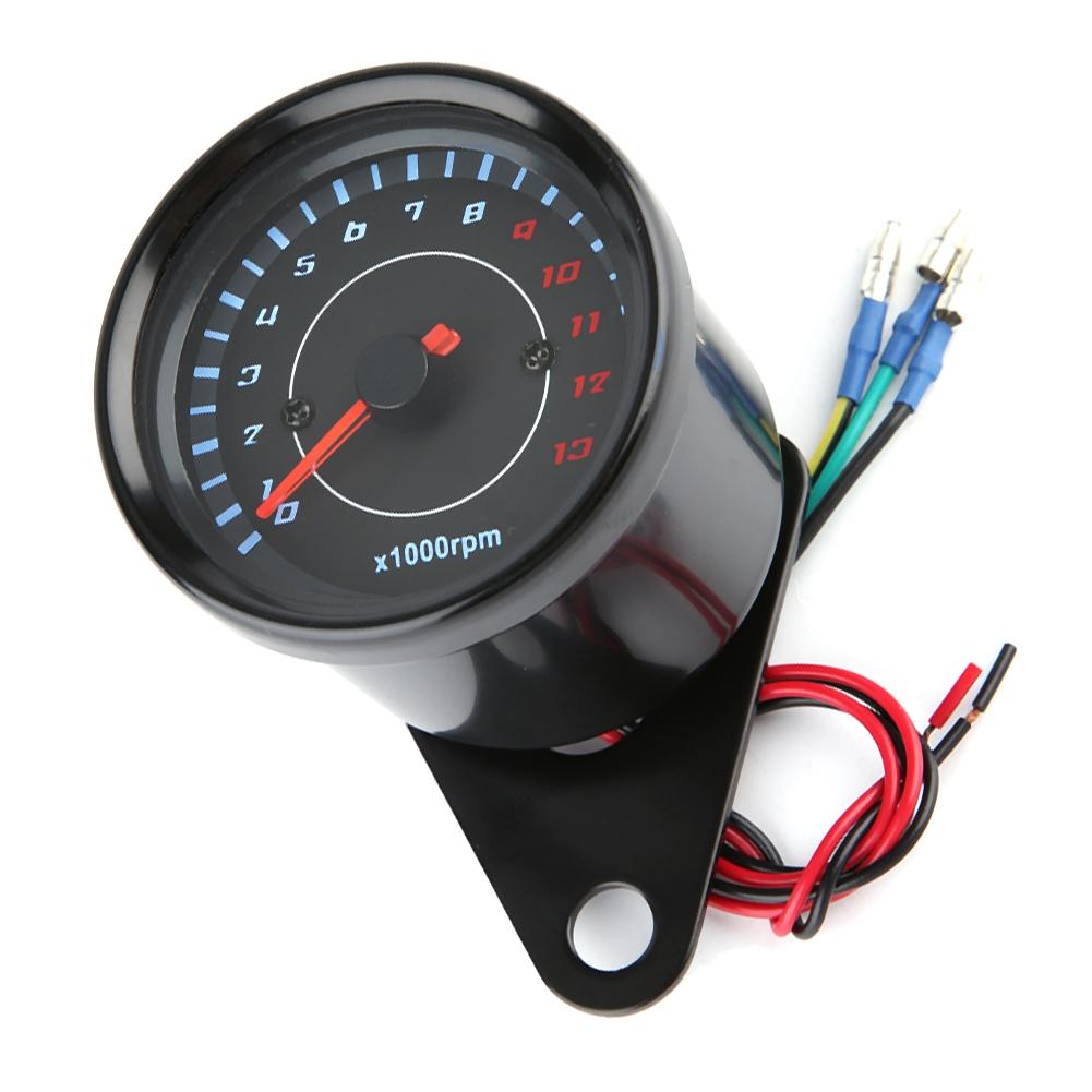 DC 12V Universal Motorcycle LED Backlight Tachometer Electronic Tach Meter Gauge