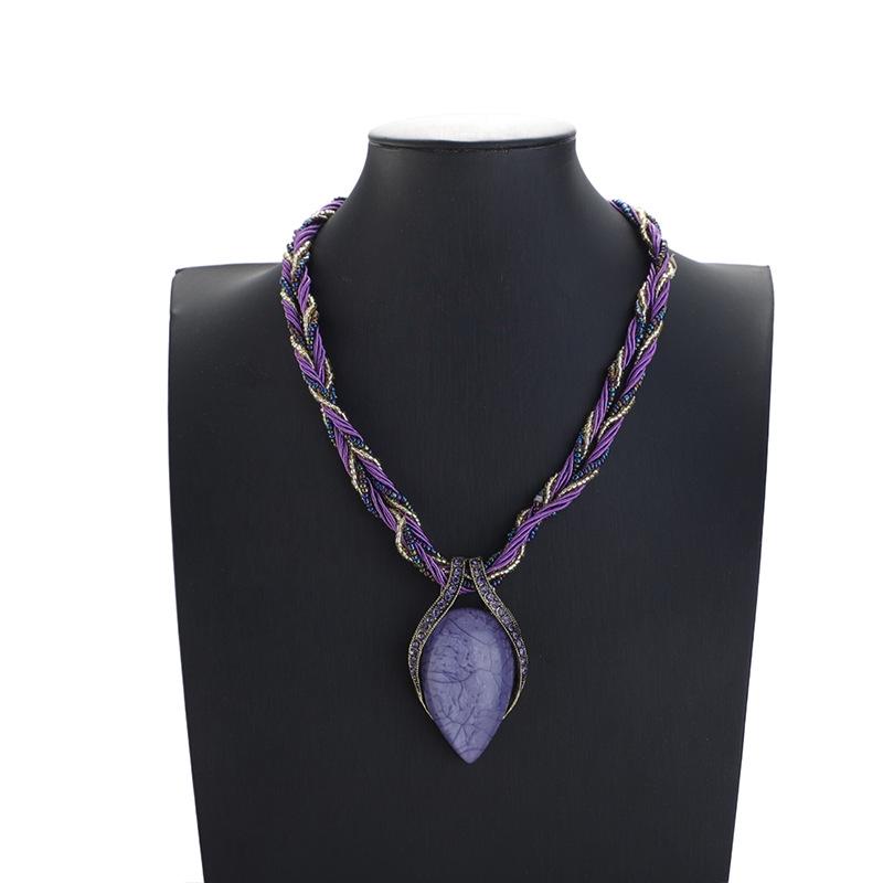 

Богемное ожерелье-свитер с драгоценным камнем в форме капли для женщин фиолетовый