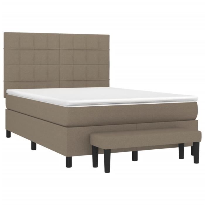 3136601 vidaXL Divan Bed with Mattress Taupe 140x200 Cm Fabric