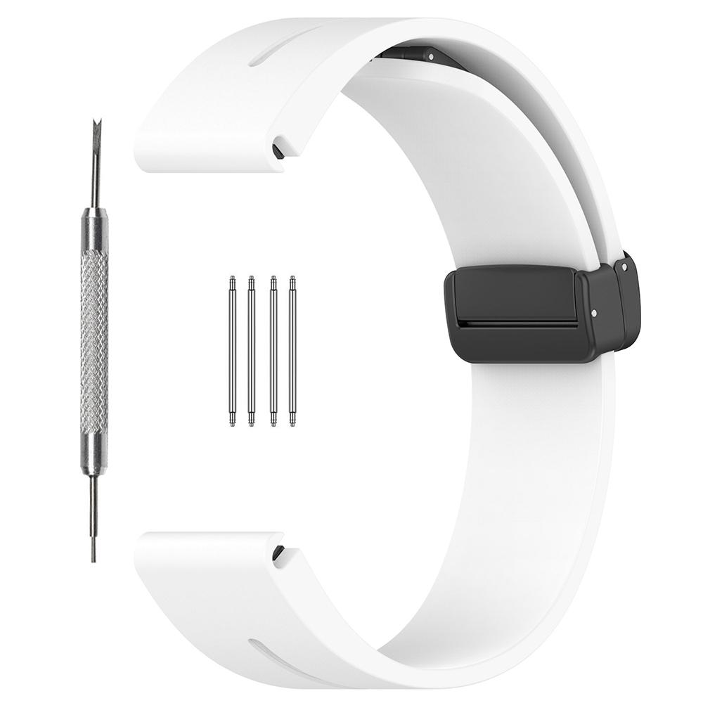 

For Huawei Watch GT 4 46mm/Samsung Galaxy Watch3 45mm/Garmin Venu 3 Black Buckle Watchband 22mm Magnetic Silicone Strap White