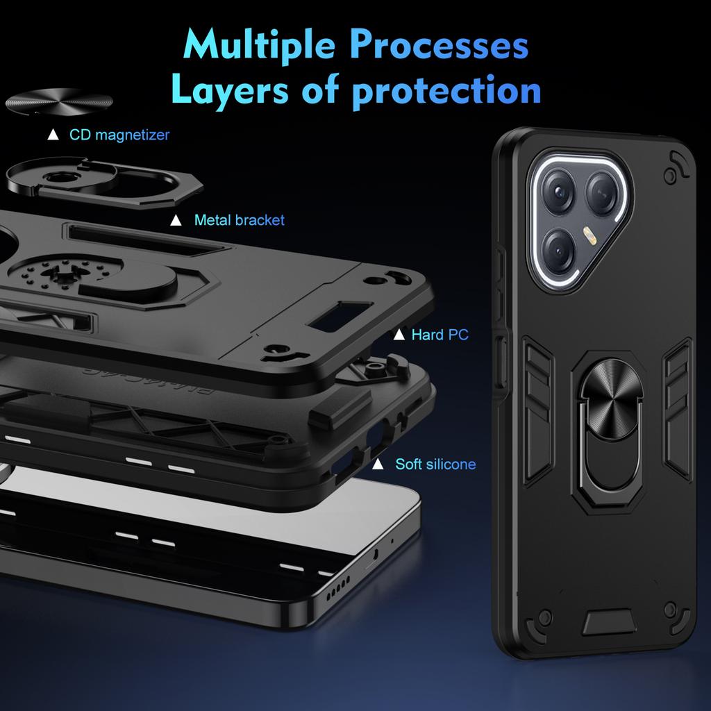 For TECNO Pova 7 Ultra 5G Case PC+TPU Drop Defend Phone Cover with Ring Kickstand