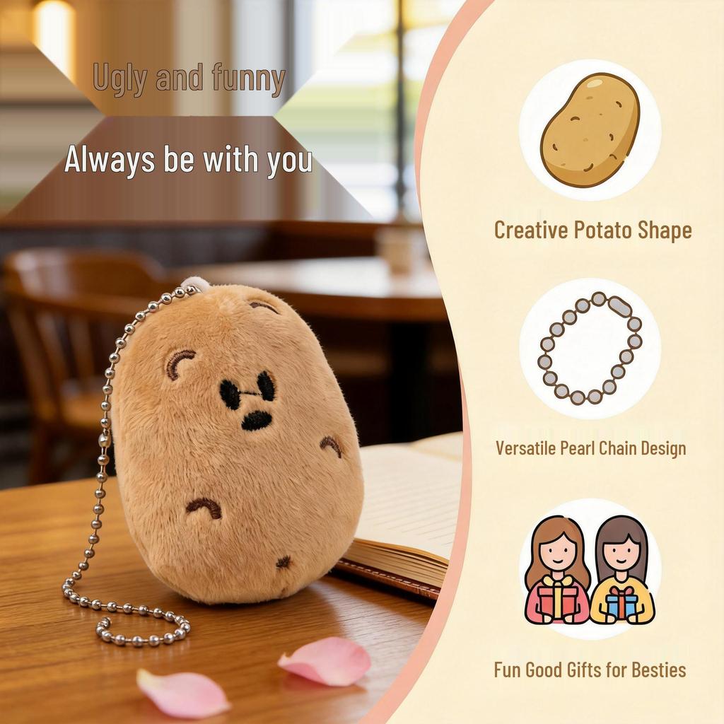 Cute Cartoon Potato Plush Keychain: Decompression Toy & Backpack Pendant, Perfect Gift for Best Friends