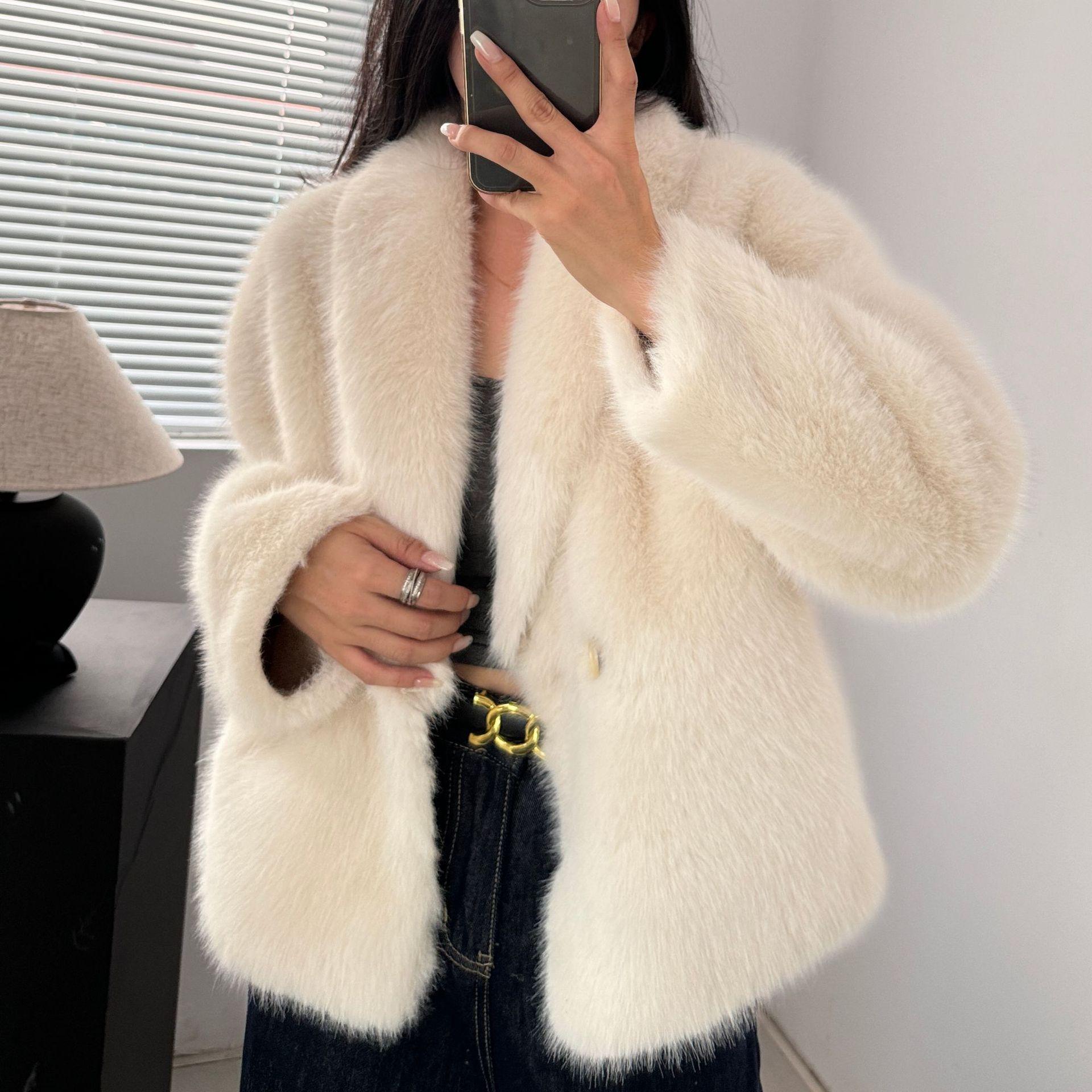 

Экологически чистая шуба из искусственного меха, шуба из искусственной норки, женская свободная one size fits all белый