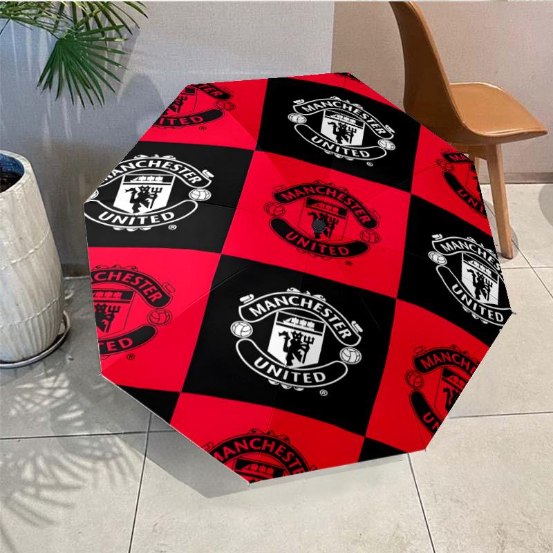 Manchester Crest Umbrella - Automatic Open/Close, Compact 8-Rib Lightweight Umbrella Essential for outdoorPicnic Accessory Fan Gifts