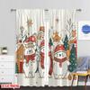 2pcs,2D plane printing Window Curtain Christmas bears snowmen cute (2) Durable 100% Polyester Fabric (without rod) Outdoor