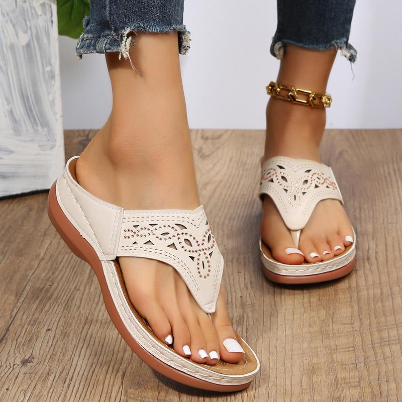 Fashion New Women Platform Sandals Beach Casual Wedges Flip Flops Premium Orthopedic Open Toe Big Toe Anti-slip Outdoor Leather Shoes