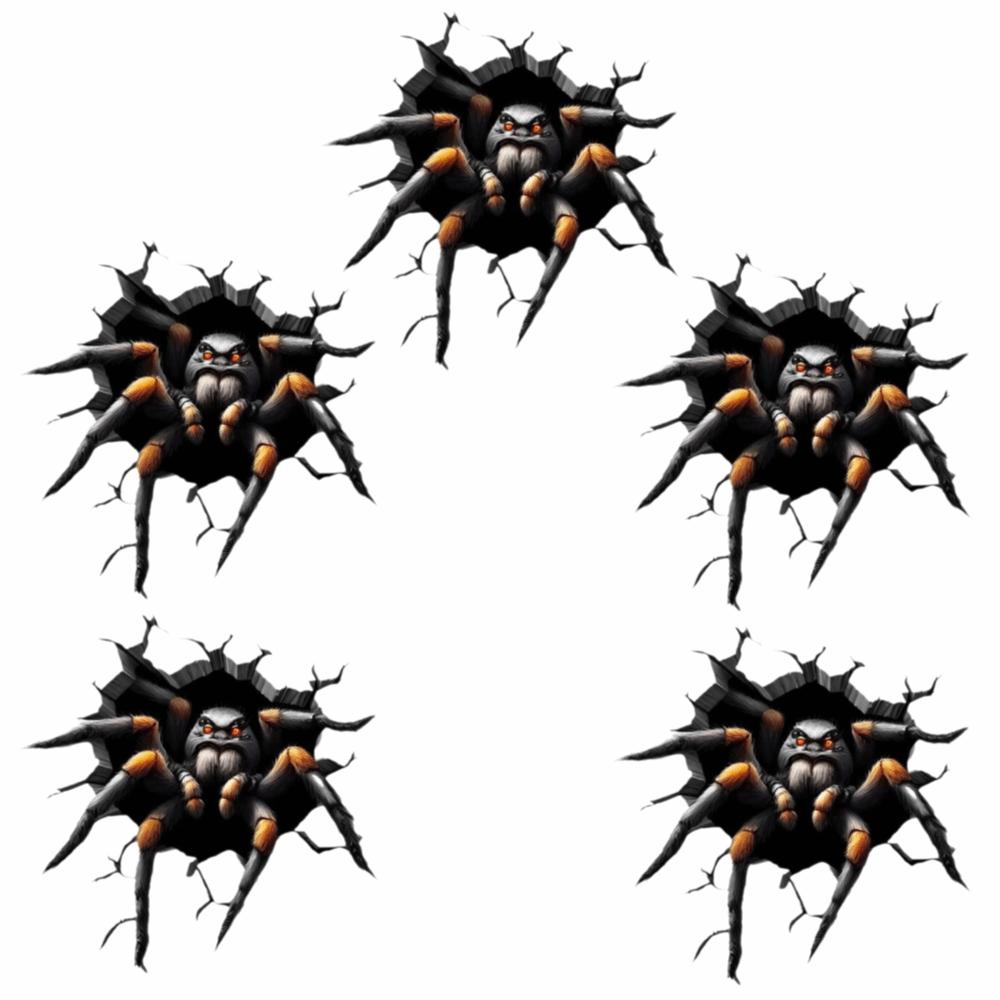 5Pcs Self Adhesive Spider Stickers Irregular Shape Vehicle Decals Halloween Decoration