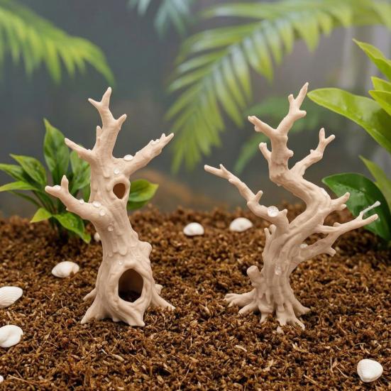 3D Printed Breeding Box Accessory 2Pcs Jumping Spider Tree, Hiding Cave, Hermit Crab Climbing Decor for Compact Shelter Small Pets Reptile Habitat