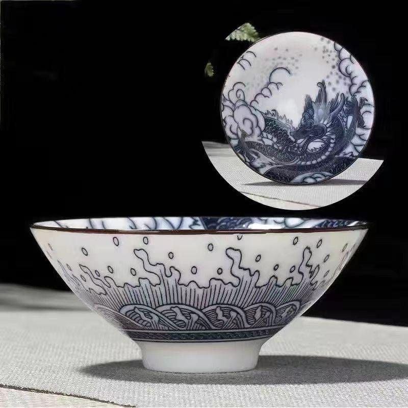 Porcelain Blue and White Kung Fu Teacup Set – Single Douli Cup for Tea Tasting