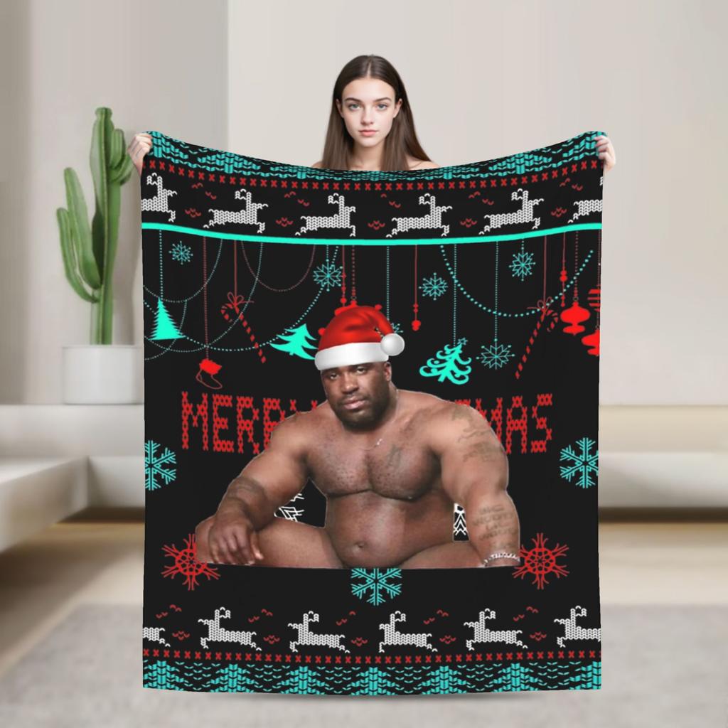 Funny Barry Wood Meme Christmas  Blanket Multiple Sizes Warm Cozy Fluffy  Throw Blankets for Couch Sofa and Bed