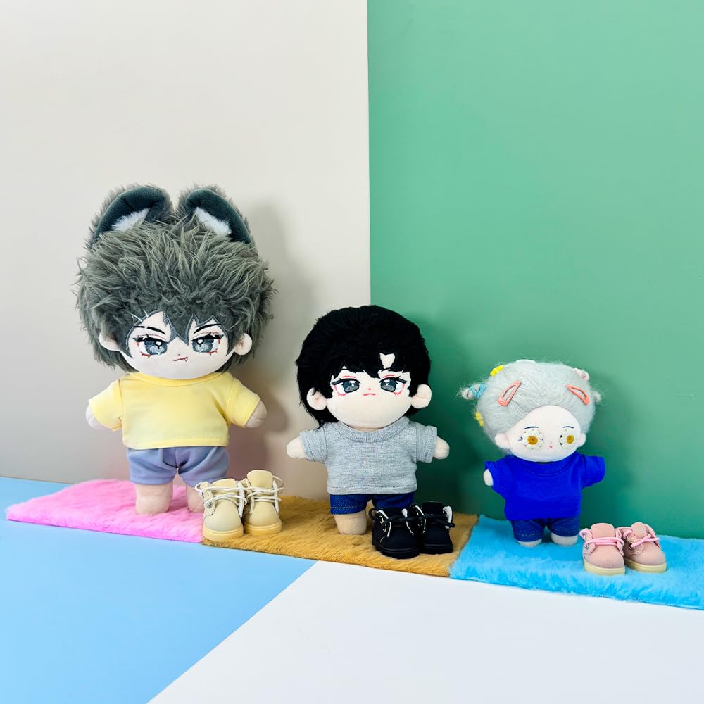 Niannyyhouse 15cm Plush Toy - Leather Shoes - Cotton Doll Shoes - Shoe Length 4.2cm - Dress-up Doll Accessory (beige + Black)