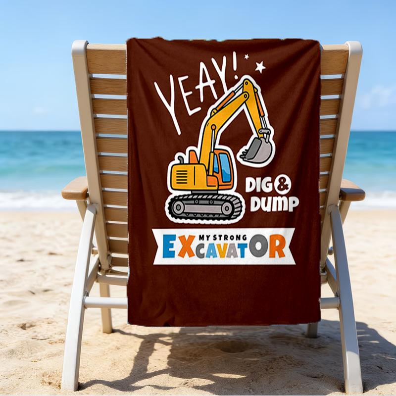 Ultra-Soft Beach Towel with excavator Theme,Ideal for Pool - Camping, Diving - Perfect Travel Essential, Vibrant Beach Towel.