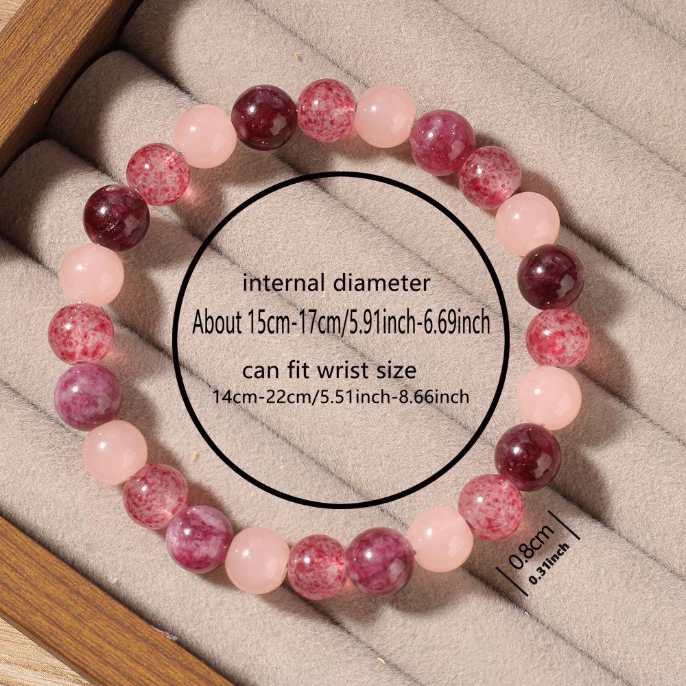 Festive Gifts Pink And Plum Tone Natural Stone Beaded Bracelet Sweet Fashion Jewelry For Women Daily Wear Simple Versatile Accessory