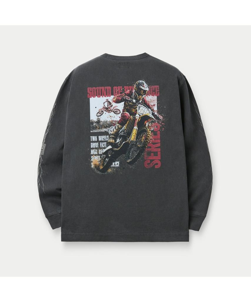 Silijeu Motorcycle Print Long Sleeve T-Shirt Satas26311Chx