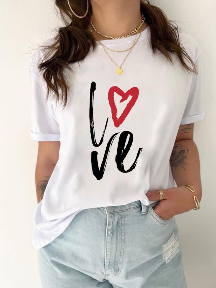 (Asijská velikost) Oblečení Tričko Tričko Akvarel Love Trend 90. léta Top Ženy Žena Potisk Móda Dámská Trička s krátkým rukávem Grafika