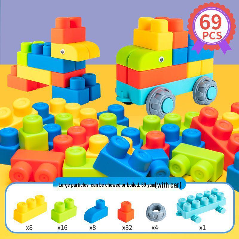 Large Soft Rubber Baby Building Blocks - Safe for 1-2 Year-Olds