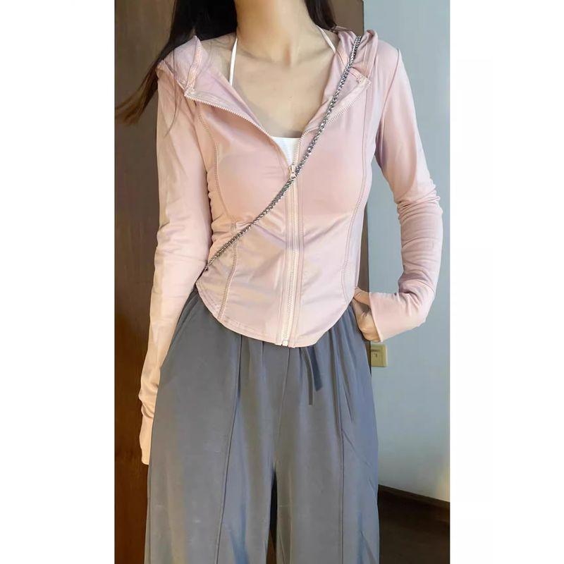 

Розовая одежда из ледяного шелка для защиты от солнца, женская летняя облегающая одежда для упражнений, йоги, верхняя одежда, облегающие топы, женская летняя коллекция 2024, новинка Pink L Recommended 52.50 kg-57.50 kg